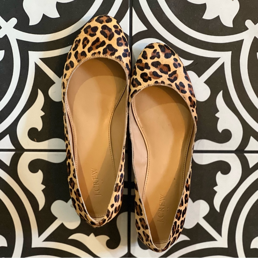 J. Crew Leopard Print Calf Hair Block Heel Size 10